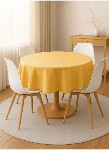 Waterproof &amp; Easy To Wash PEVA Tablecloth For Dining Table (L180 x W180)cm- Yellow