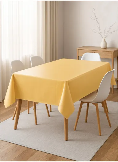Waterproof &amp; Easy To Wash PEVA Tablecloth For Dining Table (L180 x W180)cm- Yellow
