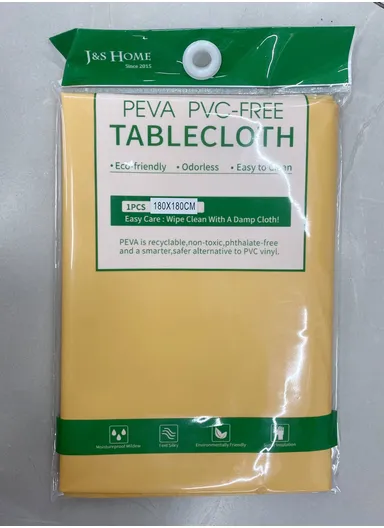 Waterproof &amp; Easy To Wash PEVA Tablecloth For Dining Table (L180 x W180)cm- Yellow