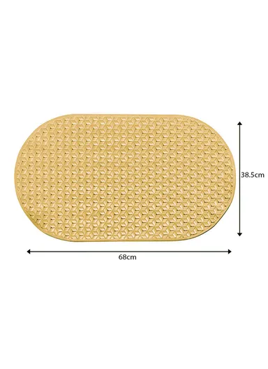 68x38cm Anti Bacterial Oval TPE Mat With Anti Slip Suction Cups for Bathroom Floor - Yellow