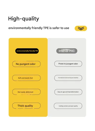 68x38cm Anti Bacterial Oval TPE Mat With Anti Slip Suction Cups for Bathroom Floor - Yellow