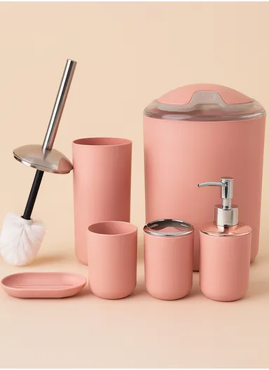 6 Pcs ABS Luxurious Bathroom Accessories Set JS-8033 - Orange
