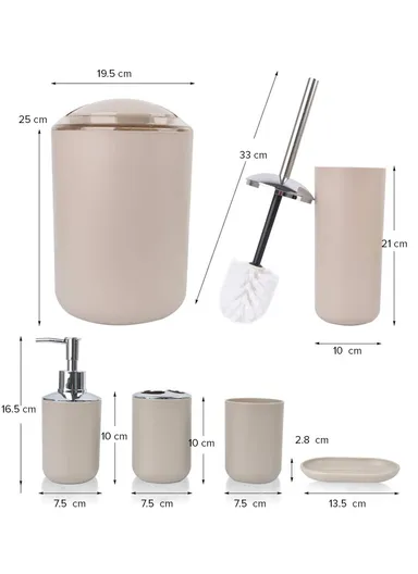 6 Pcs ABS Luxurious Bathroom Accessories Set JS-8033 - Orange