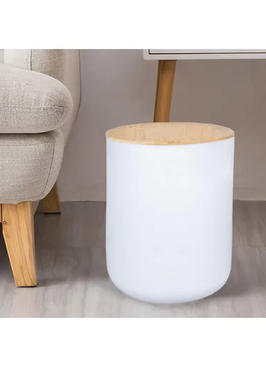 6 Pcs ABS Luxurious Bathroom Accessories Set With Bamboo Lid 8033 - Peach