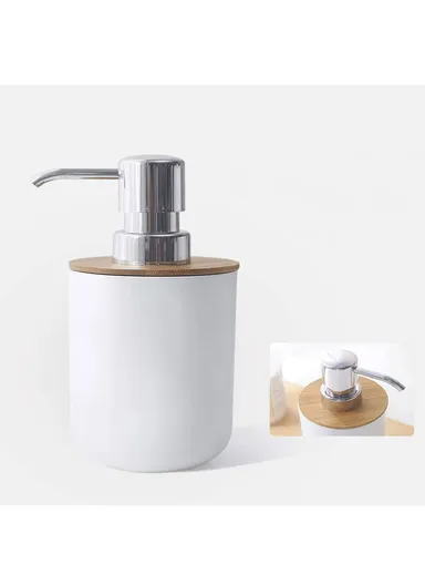 6 Pcs ABS Luxurious Bathroom Accessories Set With Bamboo Lid 8033 - Peach