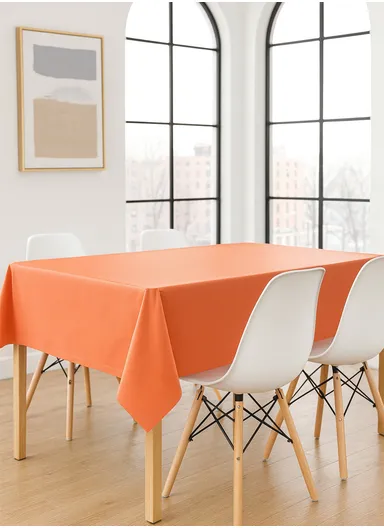 Waterproof &amp; Easy To Wash PEVA Tablecloth For Dining Table (L140 x W180)cm- Orange