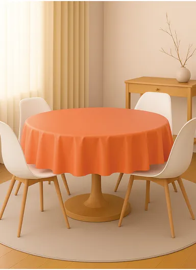 Waterproof &amp; Easy To Wash PEVA Tablecloth For Dining Table (L180 x W180)cm- Orange