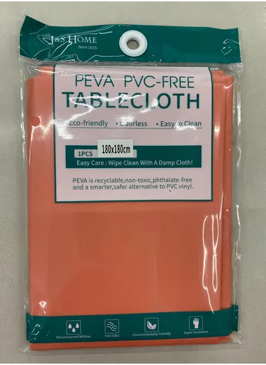 Waterproof &amp; Easy To Wash PEVA Tablecloth For Dining Table (L180 x W180)cm- Orange