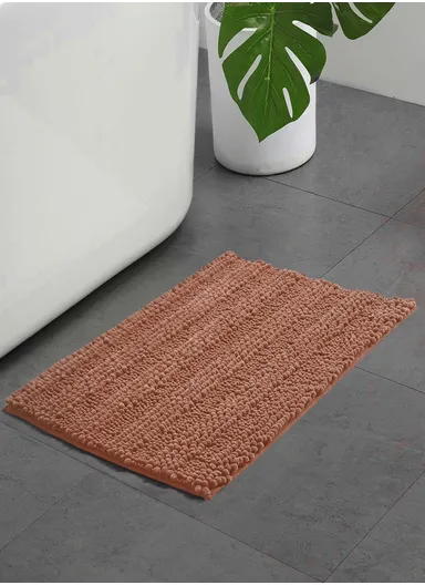 45x70 cm Chenille Bathroom Rug Mat, Thick &amp; thin, Absorbent Bath Rug Non-Slip Soft Plush Shaggy Bath Carpet Machine Wash Mats - Morandi Orange