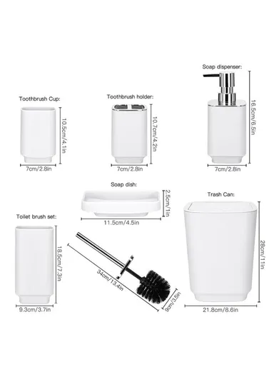 6 Pcs ABS Luxurious Bathroom Accessories Set - 7001 - Purple