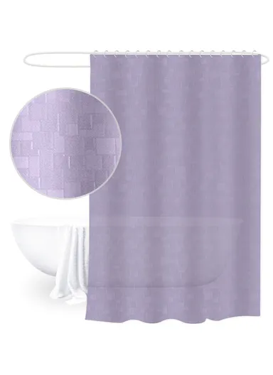 180x180cm EVA+PE 3D Embossed Geometric Design Shower Curtain For Bathrooms - Light Purple