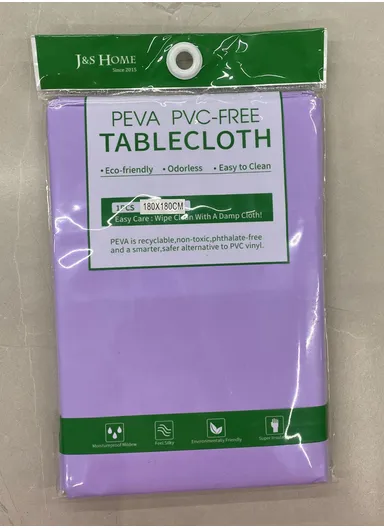 Waterproof &amp; Easy To Wash PEVA Tablecloth For Dining Table (L180 x W180)cm- Light Purple