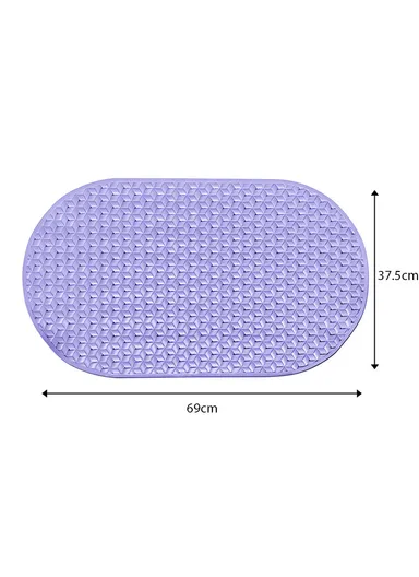 68x38cm Anti Bacterial Oval TPE Mat With Anti Slip Suction Cups for Bathroom Floor - Light Purple