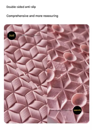 68x38cm Anti Bacterial Oval TPE Mat With Anti Slip Suction Cups for Bathroom Floor - Light Purple