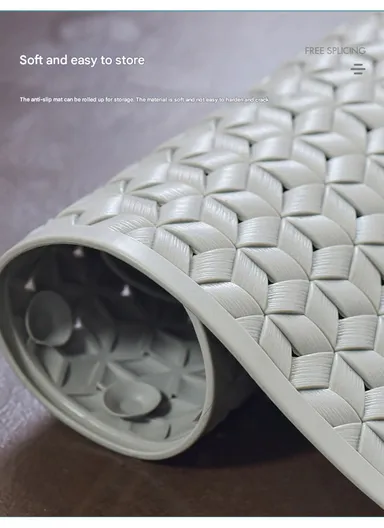 68x38cm Anti Bacterial Oval TPE Mat With Anti Slip Suction Cups for Bathroom Floor - Light Purple