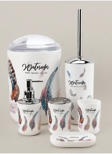 6 Pcs ABS Luxurious Bathroom Accessories Set JS-8033 - Purple Feathers