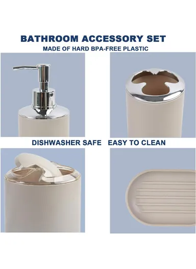 6 Pcs ABS Luxurious Bathroom Accessories Set JS-8033 - Purple Feathers