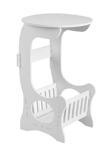 Mini Round Side Table Nightstand End Table for Living Room Bedroom Space Saving (L30 x W33 x H60 x D45)cm - White / L