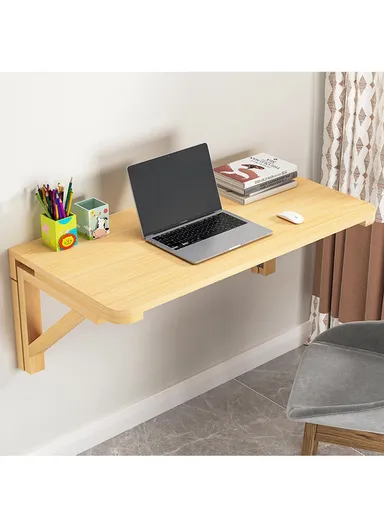 Wooden Table Space Saving Folding Wall Mounted Desk for Dining, Computer, Study (L80 x W60)cm