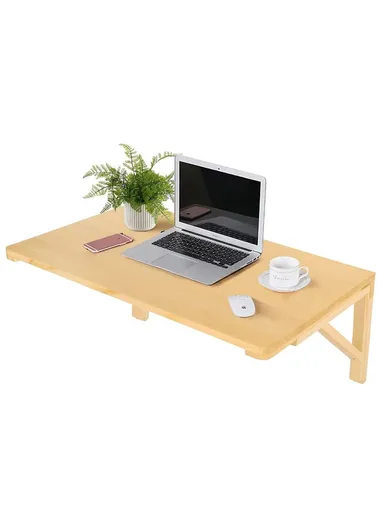Wooden Table Space Saving Folding Wall Mounted Desk for Dining, Computer, Study (L80 x W60)cm