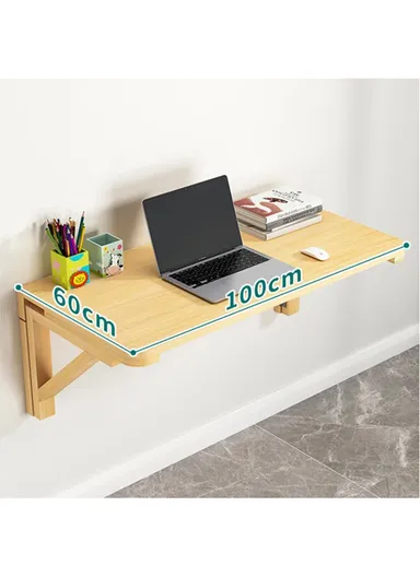 Wooden Table Space Saving Folding Wall Mounted Desk for Dining, Computer, Study (L100 x W60)cm