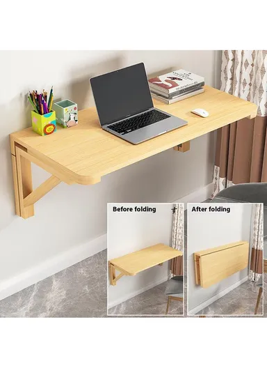 Wooden Table Space Saving Folding Wall Mounted Desk for Dining, Computer, Study (L100 x W60)cm