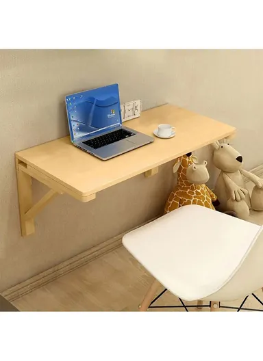 Wooden Table Space Saving Folding Wall Mounted Desk for Dining, Computer, Study (L100 x W60)cm