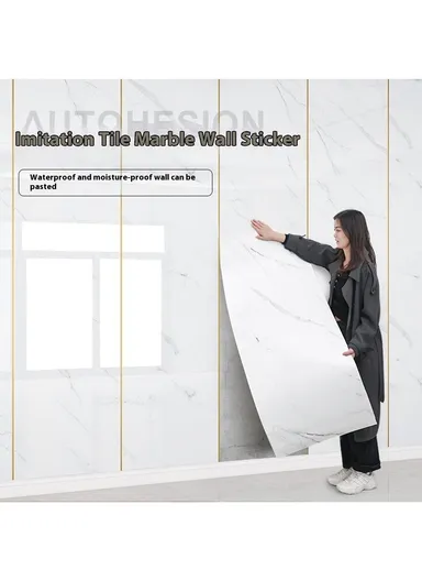 Marble Pattern Tile Effect Self-Adhesive Wallpaper, Peel &amp; Stick Wall Sticker Background - Style H