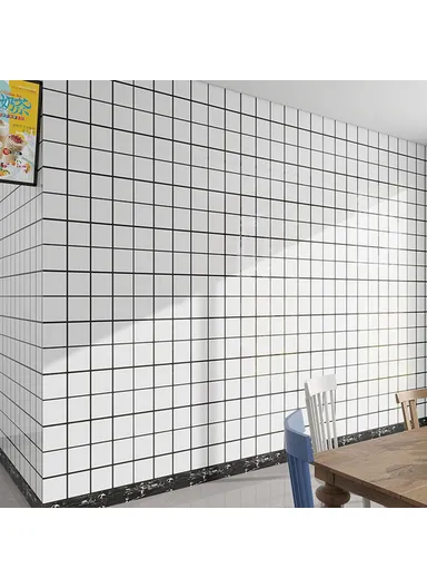 Tile Effect Wall Sticker, Self Adhesive, Wallpaper Moisture Proof Wall Sticker (L3 x W0.6)m - Large Grid