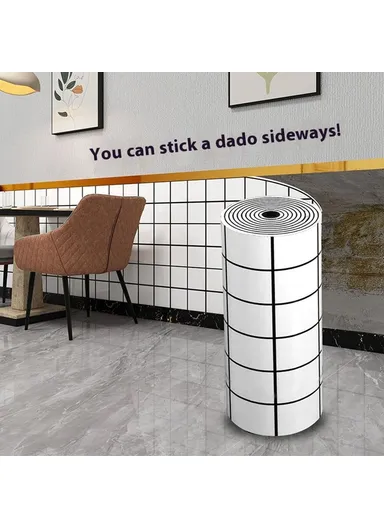 Tile Effect Wall Sticker, Self Adhesive, Wallpaper Moisture Proof Wall Sticker (L3 x W0.6)m - Medium Grid