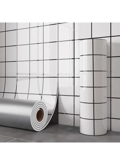 Tile Effect Wall Sticker, Self Adhesive, Wallpaper Moisture Proof Wall Sticker (L3 x W0.6)m - Medium Grid