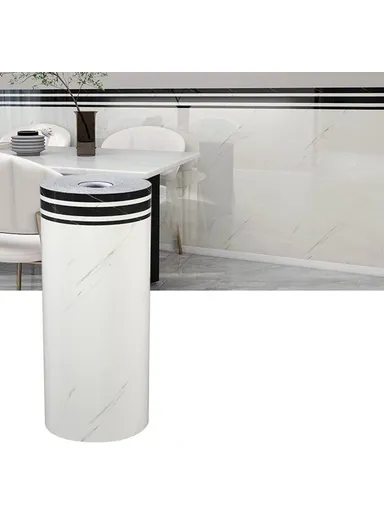 Tile Effect Wall Sticker, Self Adhesive, Waterproof Marble Pattern Wallpaper, (L3 x H0.9)m - Elegant white