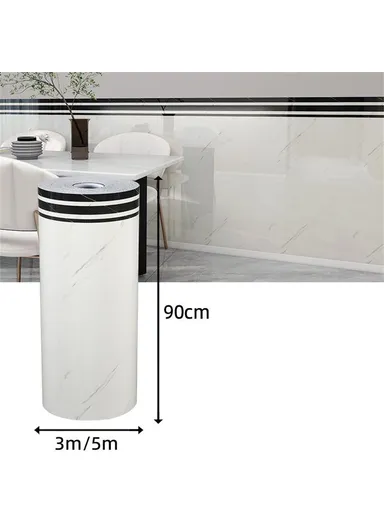 Tile Effect Wall Sticker, Self Adhesive, Waterproof Marble Pattern Wallpaper, (L3 x H0.9)m - Elegant white