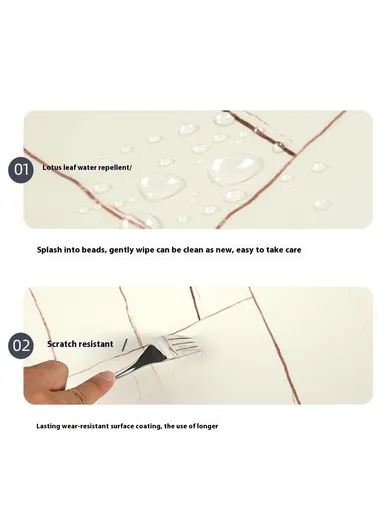 Tile Effect Wall Sticker, Self Adhesive, Waterproof Marble Pattern Wallpaper, (L3 x H0.9)m - Shaped Brick