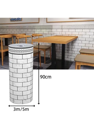 Tile Effect Wall Sticker, Self Adhesive, Waterproof Marble Pattern Wallpaper, (L3 x H0.9)m - Shaped Brick