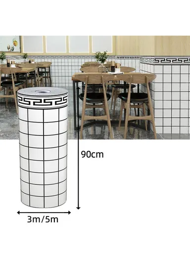 Tile Effect Wall Sticker, Self Adhesive, Waterproof Marble Pattern Wallpaper, (L3 x H0.9)m - Medium Grid