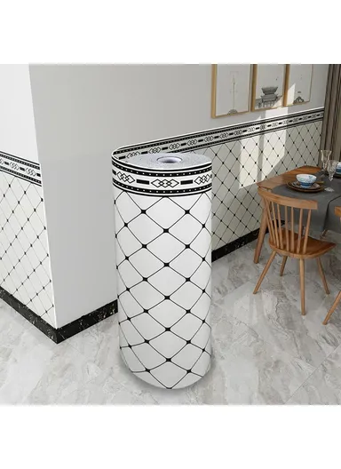 Tile Effect Wall Sticker, Self Adhesive, Waterproof Marble Pattern Wallpaper, (L3 x H0.9)m - Classic White