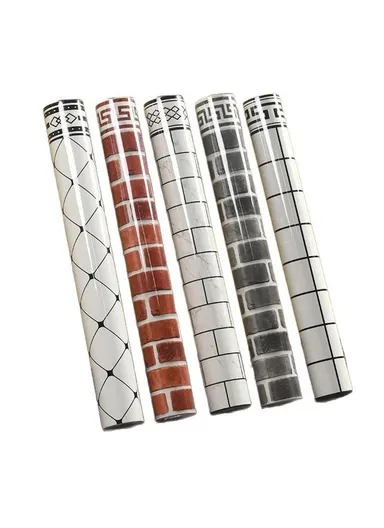 Tile Effect Wall Sticker, Self Adhesive, Waterproof Marble Pattern Wallpaper, (L3 x H0.9)m - Classic White