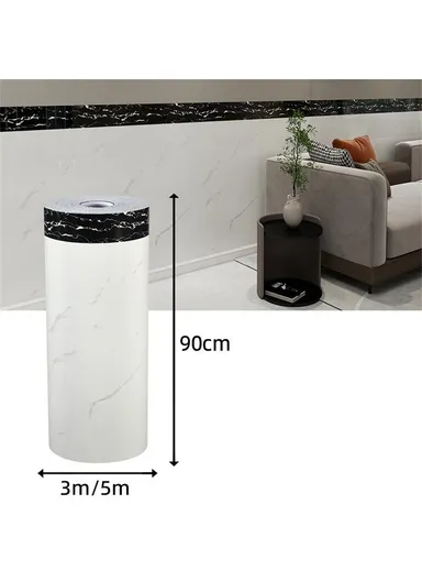 Tile Effect Wall Sticker, Self Adhesive, Waterproof Marble Pattern Wallpaper, (L3 x H0.9)m - Classic White