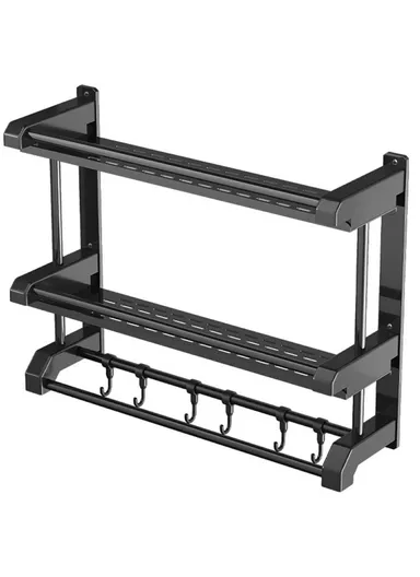 50cm Stainless Steel Towel Rack, No Drilling Double Layer Wall Mounted Storage Shelf for Bathroom &amp; Kitchen