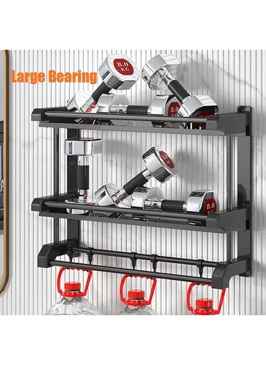 60cm Stainless Steel Towel Rack, No Drilling Double Layer Wall Mounted Storage Shelf for Bathroom &amp; Kitchen