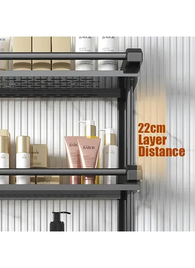 60cm Stainless Steel Towel Rack, No Drilling Double Layer Wall Mounted Storage Shelf for Bathroom &amp; Kitchen