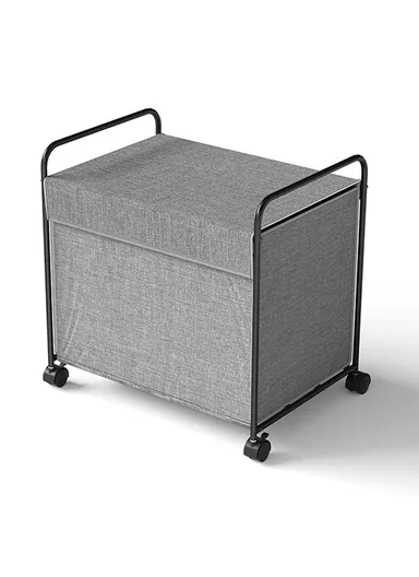 Multifunctional Laundry Hamper Storage Basket with Wheels Toys, Clothes, Books Organizer Container (L61 x W42 x H59.5)cm - Grey