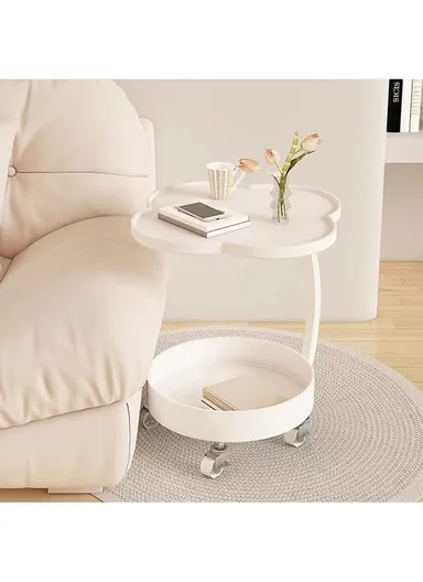 Rolling Bedside Storage Side Table with Wheels Modern Living Room Bedroom Accent Table (L48 x H54)cm - Green