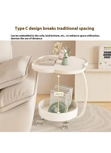 Rolling Bedside Storage Side Table with Wheels Modern Living Room Bedroom Accent Table (L48 x H54)cm - Green