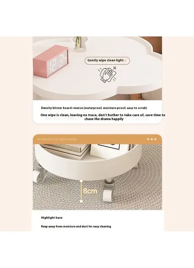 Rolling Bedside Storage Side Table with Wheels Modern Living Room Bedroom Accent Table (L48 x H54)cm - Green