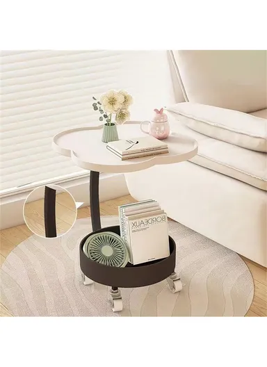 Rolling Bedside Storage Side Table with Wheels Modern Living Room Bedroom Accent Table (L48 x H54)cm - Green