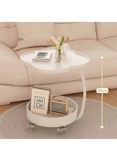 Rolling Bedside Storage Side Table with Wheels Modern Living Room Bedroom Accent Table (L48 x H54)cm - Green