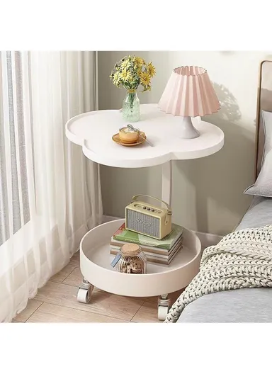 Rolling Bedside Storage Side Table with Wheels Modern Living Room Bedroom Accent Table (L48 x H54)cm - Green