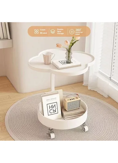 Rolling Bedside Storage Side Table with Wheels Modern Living Room Bedroom Accent Table (L48 x H54)cm - Green